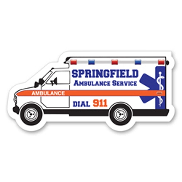 1 3/8" x 2 7/8" ambulance shaped magnet with four color... from ASI 68507 The Magnet Group / Magnet LLC™