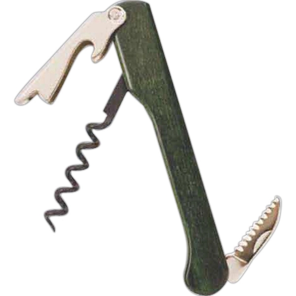 Waiter's corkscrew with resin-impregnated, wood-laminated handle.... from ASI 55450 Franmara Inc