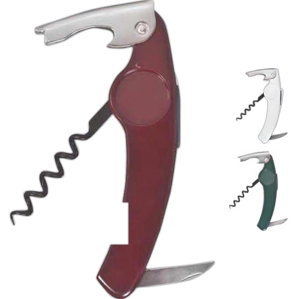 Waiter's corkscrew that features a large, curved handle and built-in rubber... from ASI 55450 Franmara Inc