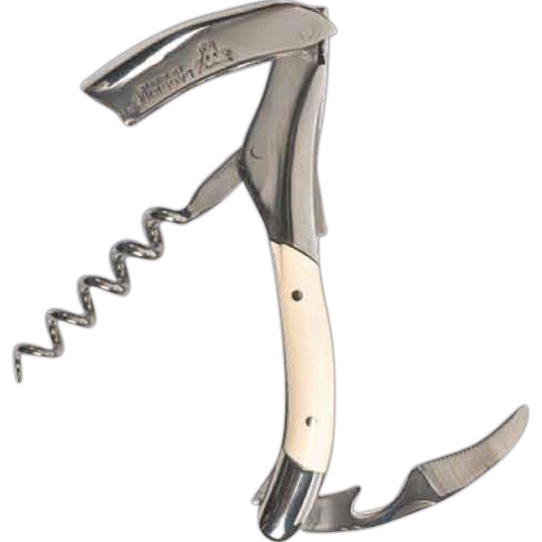 Stainless steel corkscrew that's highly polished and features mammoth fossil ivory.... from ASI 55450 Franmara Inc