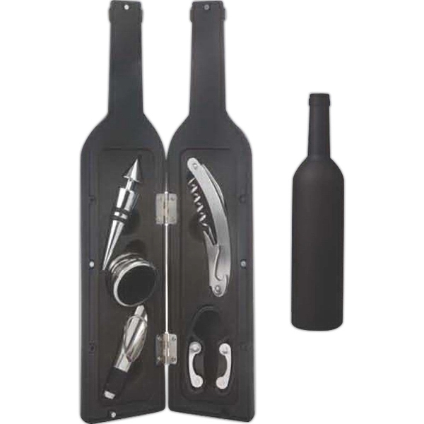 Customizable six-piece barware set in bottle-shaped 12 1/2" x 3" magnetic... from ASI 55450 Franmara Inc