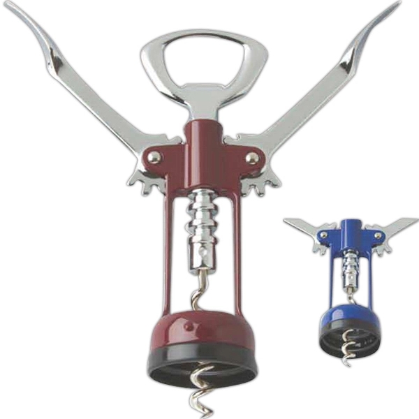 Customizable chrome plated wing corkscrew with spiral worm and colored, enameled... from ASI 55450 Franmara Inc