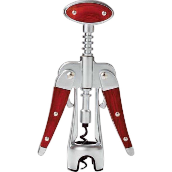 Deluxe wing heavyweight corkscrew (15.2 oz.) with wood inlaid handles.... from ASI 55450 Franmara Inc