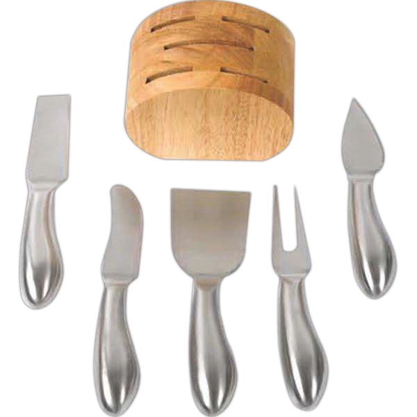 Five cheese tools that fit into an included rubber wood block... from ASI 55450 Franmara Inc