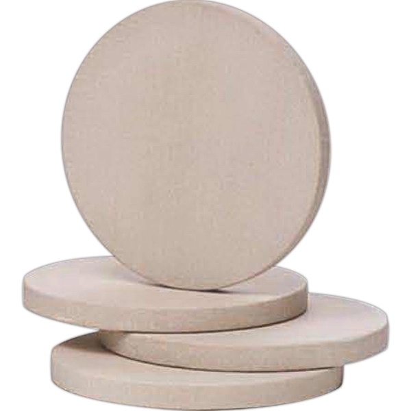 Set of four 4" x 3/8" beige absorbent sandstone coasters with... from ASI 55450 Franmara Inc