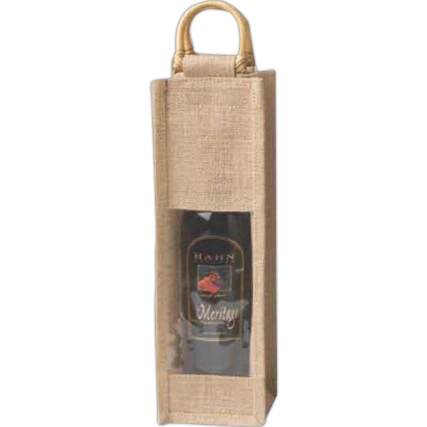 4 3/8" x 14 1/2" bottle bag made of jute with... from ASI 55450 Franmara Inc