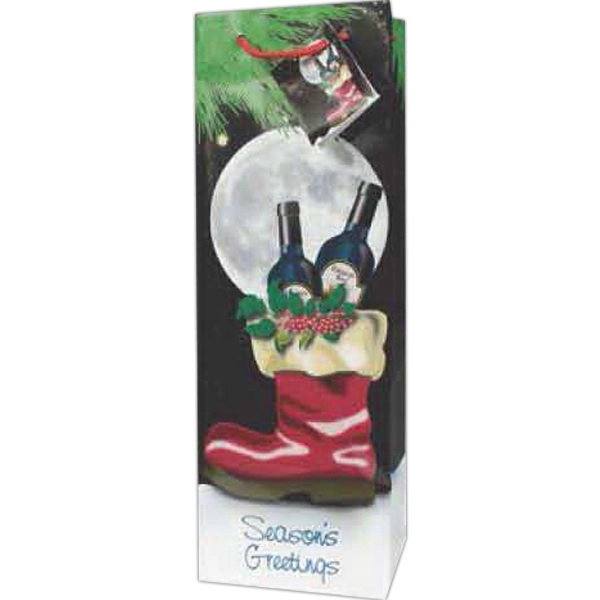 4 7/8" x 14 3/16" holiday gift bag for wine bottles... from ASI 55450 Franmara Inc