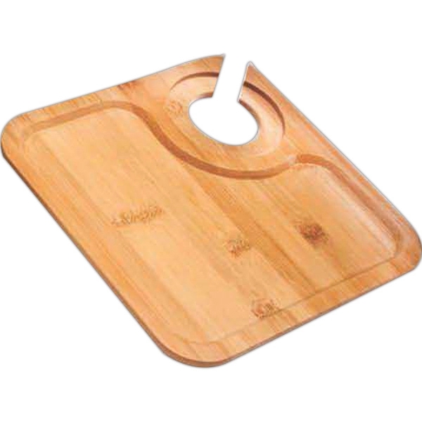 Bamboo party plate with stemware rack-type opening.... from ASI 55450 Franmara Inc