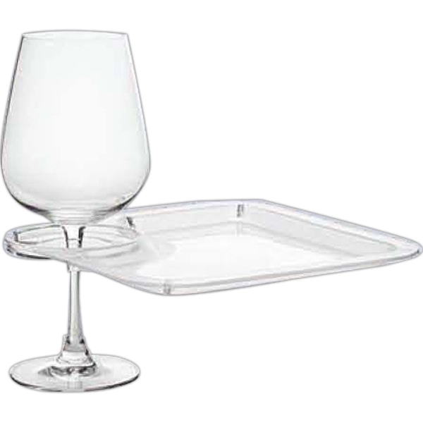 Square plastic party plate with built-in stemware holder.... from ASI 55450 Franmara Inc