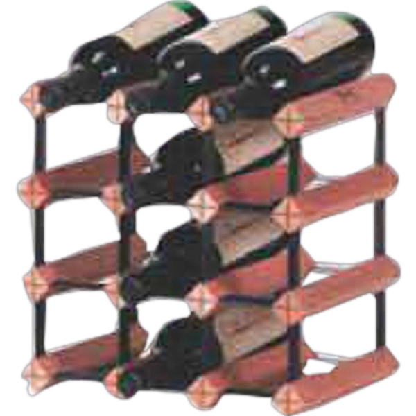 Wine rack with natural hardwood timbers and baked enamel steel. Blank.... from ASI 55450 Franmara Inc