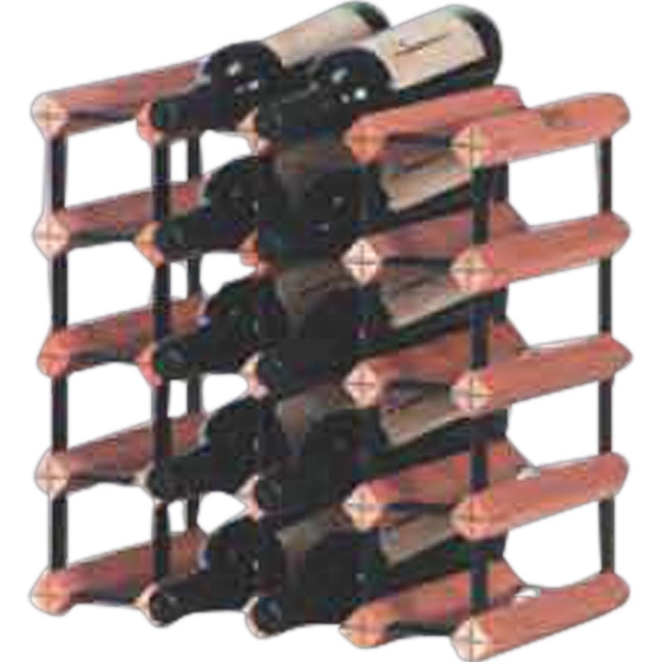 Wine rack with natural hardwood timbers and baked enamel steel. Blank.... from ASI 55450 Franmara Inc