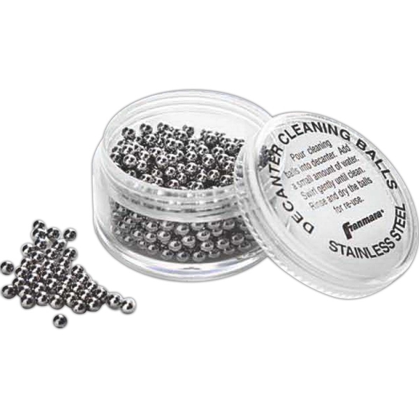 1 5/8" container of 3mm diameter stainless steel decanter cleaning balls.... from ASI 55450 Franmara Inc