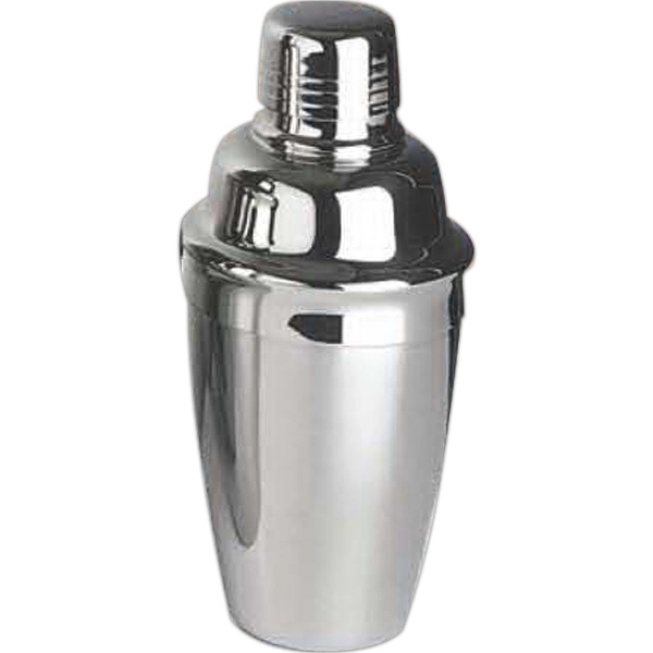 Three-piece stainless steel cocktail shaker set with sure seal for a... from ASI 55450 Franmara Inc