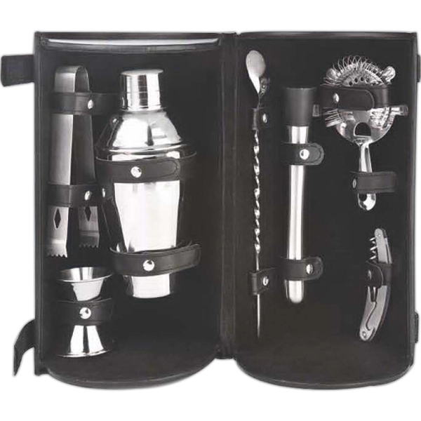 Customizable 7-piece stainless bar set with shaker, tongs, jigger, spoon, muddler,... from ASI 55450 Franmara Inc