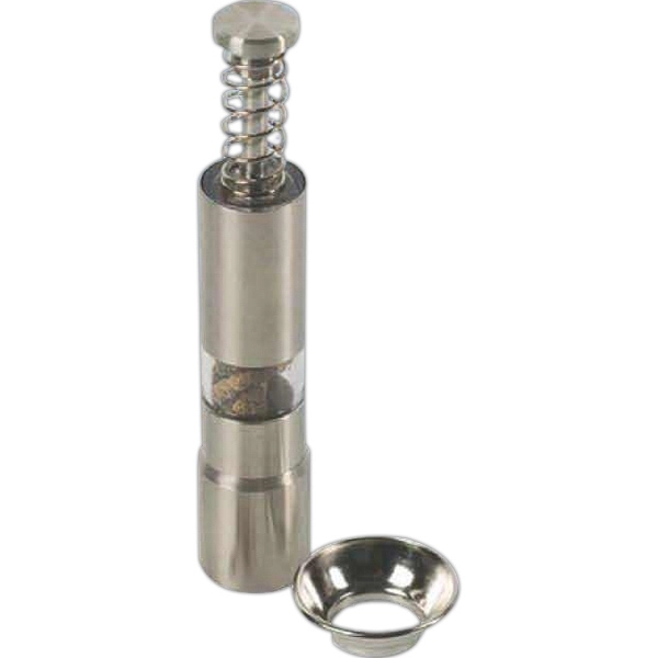 Personal sized 5" x 1 1/4" peppermill with spring loaded shaft... from ASI 55450 Franmara Inc