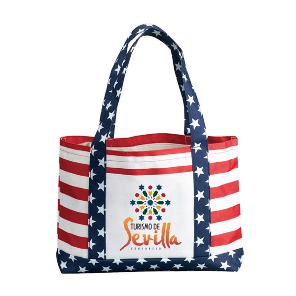 600D US flag tote bag. Good ideal for independence day, political... from ASI 41511 Brainchild USA Inc / BrainChild Gift Club