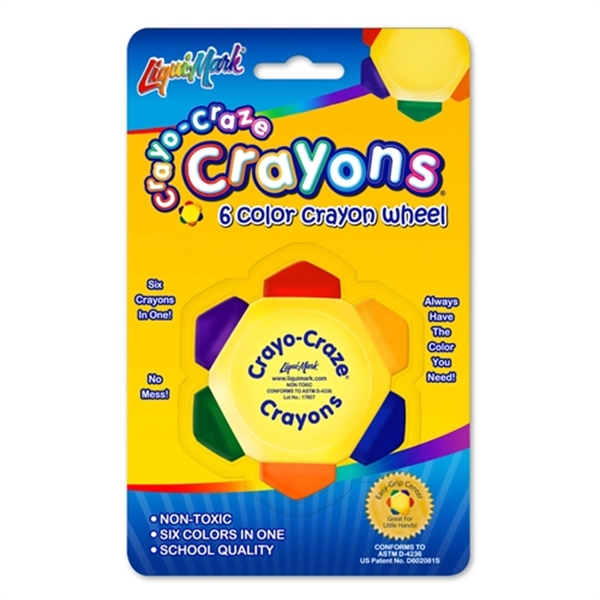 1 Pack Crayo-Craze Six Color Crayon Wheel in Blister Card... from ASI 67675 Liqui-Mark Corp