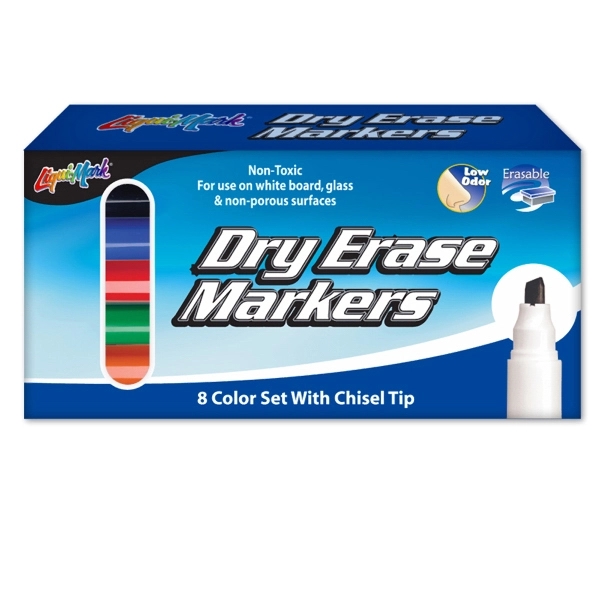 8 Pack Low Odor Dry Erase Markers - Assorted Colors -... from ASI 67675 Liqui-Mark Corp