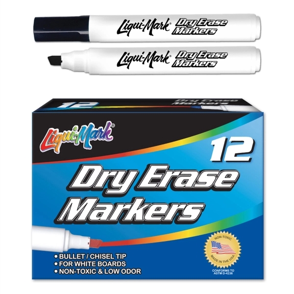 12 Pack Dry Erase Markers - Black - Chisel Tip -... from ASI 67675 Liqui-Mark Corp