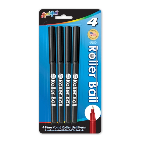 4 Pack of Roller Ball Pens - 0.3mm Fine Point -... from ASI 67675 Liqui-Mark Corp