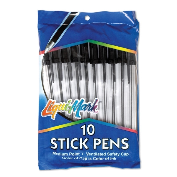 10 Pack Stick Pens, Medium Point - Black.... from ASI 67675 Liqui-Mark Corp