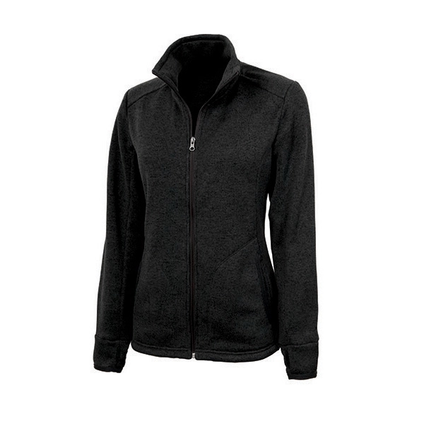 Women's 100% polyester sweater, heathered fleece jacket with stand-up collar and... from ASI 44620 Charles River Apparel