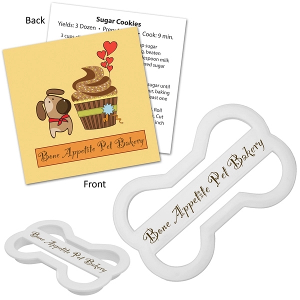 Customizable dog bone shaped cookie cutter with branded recipe card.... from ASI 62190 Illini