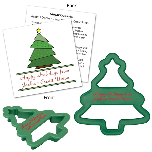 Customizable Christmas tree shaped cookie cutter with branded recipe card.... from ASI 62190 Illini