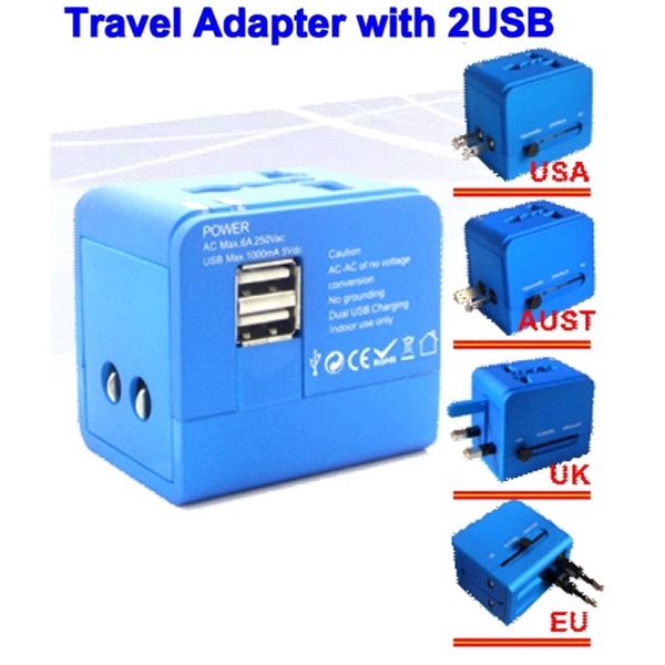 World Travel Adapter with 2 USB Ports.... from ASI 79909 Promotek / Promotek™