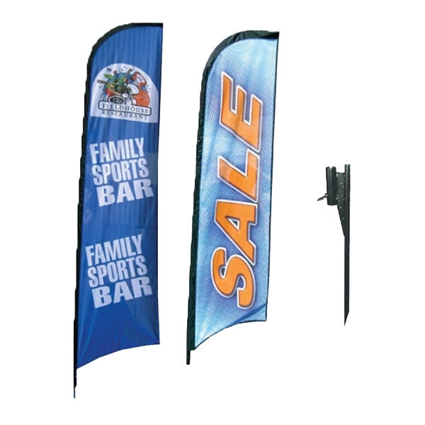 8 foot customizable logo polyester promo flag with support pole.... from ASI 30442 Above & Beyond Advertising Products / PromoAdLine
