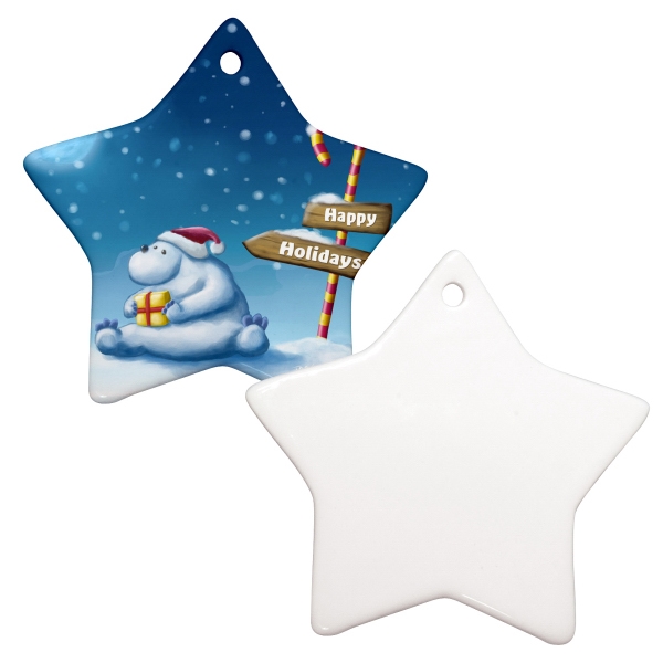 Sublimation ornament is our most popular holiday promotional item, 3" star... from ASI 77988 Photo USA Corp / Photo USA