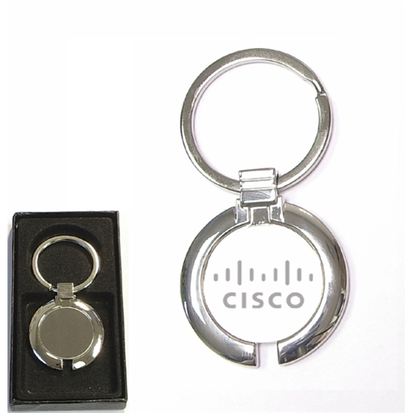 Round shape chrome metal key holder with gift case... from ASI 74585 Nu Promo International / Nu Promo Line