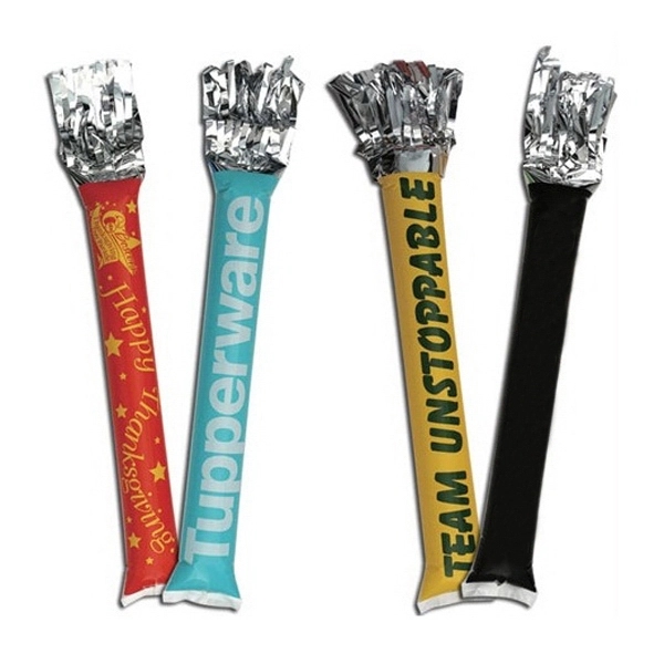 Inflatable cheering sticks made of PVC with pom-metallic streamers.... from ASI 30442 Above & Beyond Advertising Products / PromoAdLine