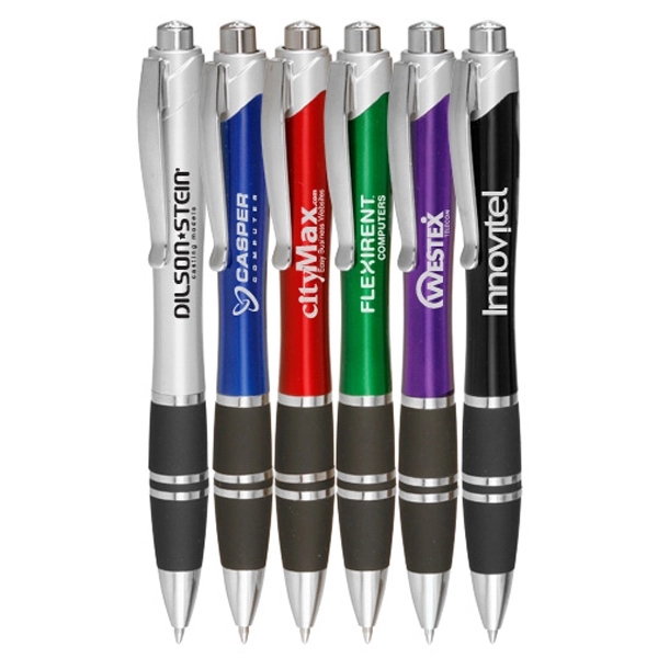 Silver Accent Grip Plastic Pen. This convenient handout is perfect upcoming... from ASI 39552 BEL Promo