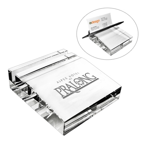 Refined glass crystal business card holder, can also be a paper... from ASI 40544 Binaco / Binaline