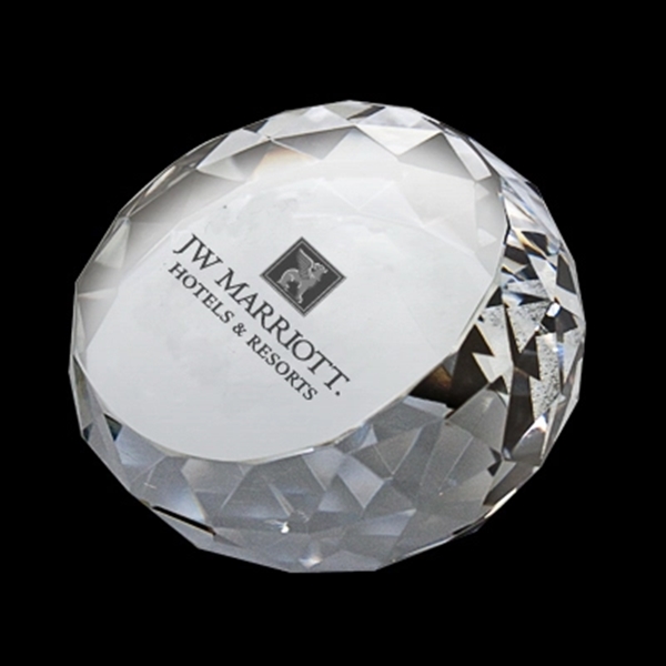 3" Diameter Round Glass Crystal Paperweight with clear, flat surface.... from ASI 40544 Binaco / Binaline