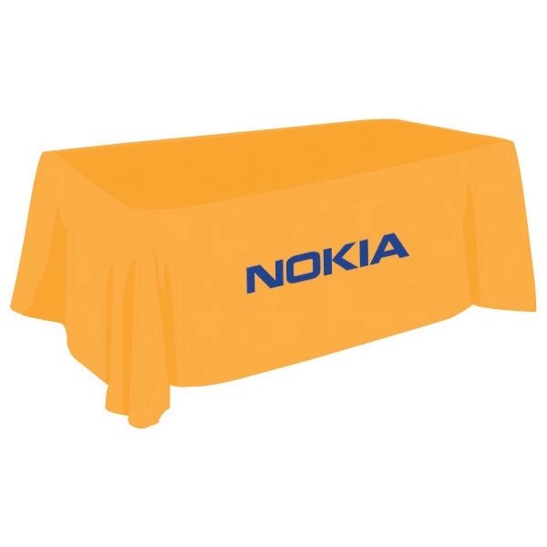 6' non-fitted draped table cover with one color imprint.... from ASI 30442 Above & Beyond Advertising Products