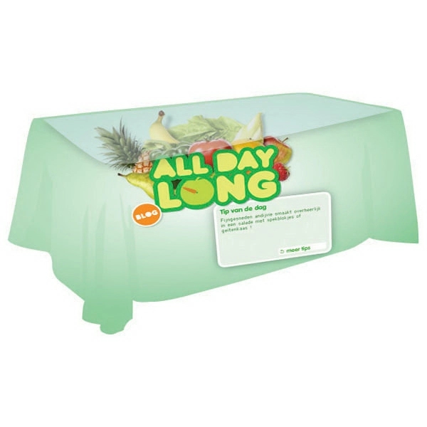 8 foot tablecloth with full digital printing.... from ASI 30442 Above & Beyond Advertising Products