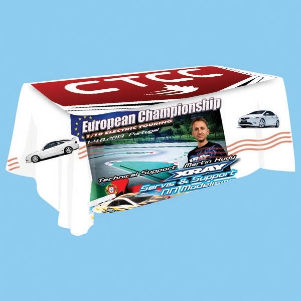 8 foot tablecloth with full digital printing.... from ASI 30442 Above & Beyond Advertising Products