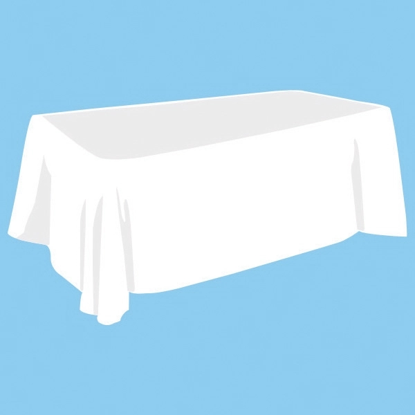 8 foot, throw-style tablecloth made of waterproof polyester; sold blank.... from ASI 30442 Above & Beyond Advertising Products / PromoAdLine