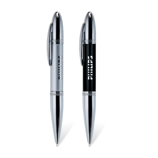 Twist action ballpoint pen with gorgeous chrome accents and a brass... from ASI 90859 Tempo Industries Inc / Tempoline TimeNet