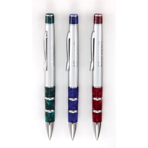 Solid brass ballpoint pen with twist-action mechanism, marble pattern accents and... from ASI 90859 Tempo Industries Inc / Tempoline TimeNet
