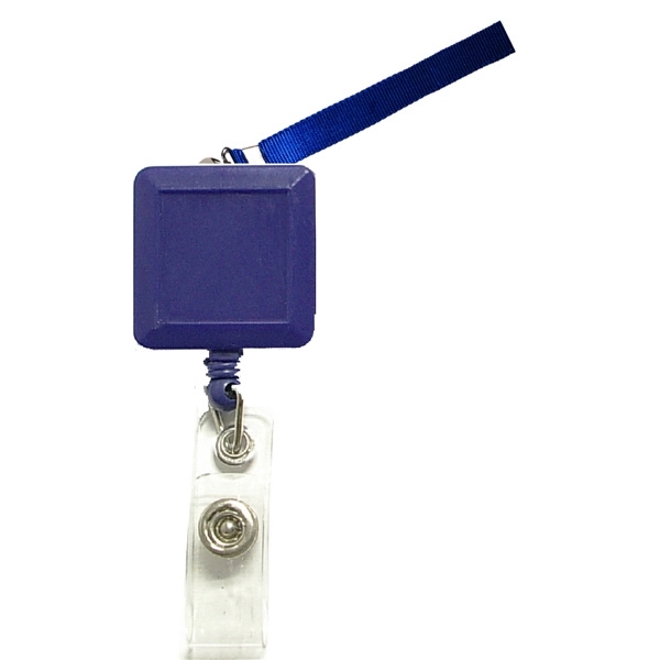 Square  retractable badge holder with lanyard.... from ASI 74585 Nu Promo International / Nu Promo Line