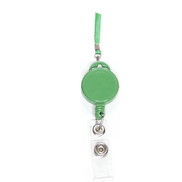 Round retractable badge holder with lanyard.... from ASI 74585 Nu Promo International / Nu Promo Line