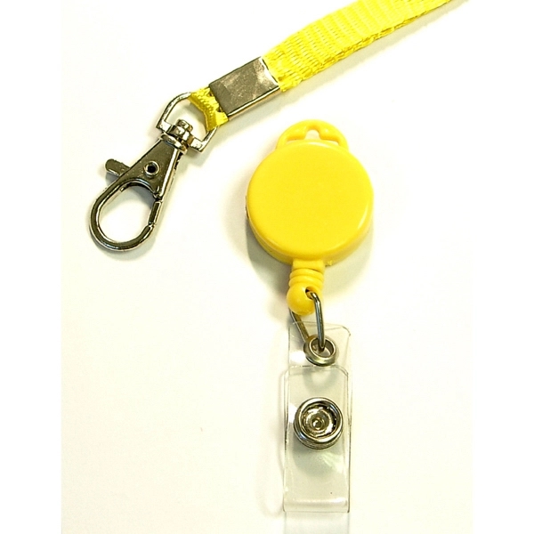 Round retractable badge holder with lanyard.... from ASI 74585 Nu Promo International / Nu Promo Line