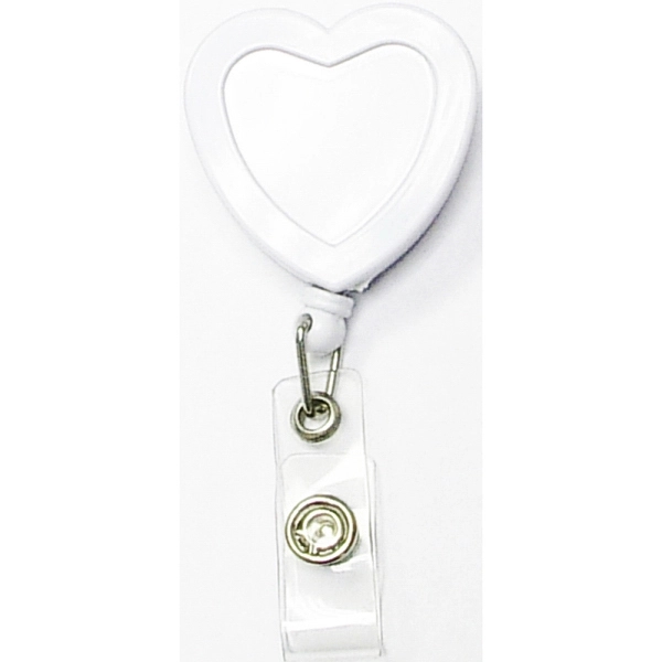 Heart shape retractable badge holder with carabiner... from ASI 74585 Nu Promo International / Nu Promo Line