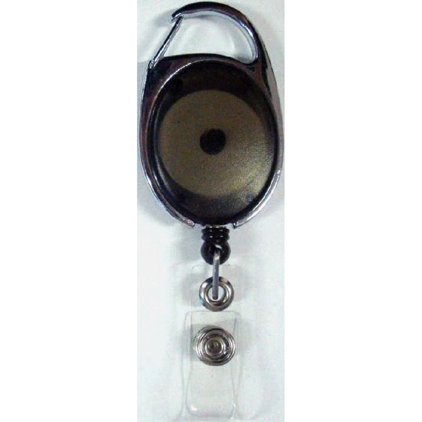 Oval shape retractable badge holder with carabiner clip... from ASI 74585 Nu Promo International / Nu Promo Line