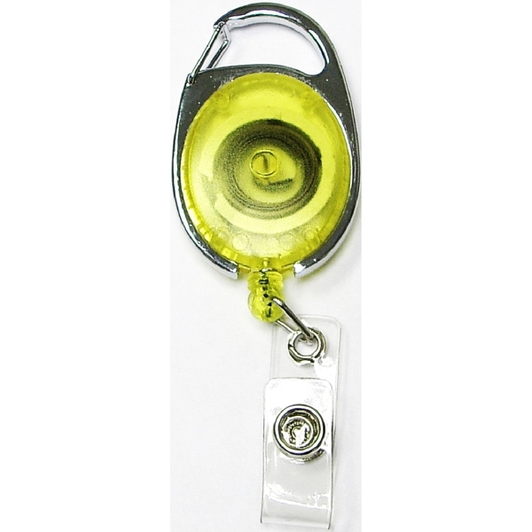 Oval shape retractable badge holder with carabiner clip... from ASI 74585 Nu Promo International / Nu Promo Line