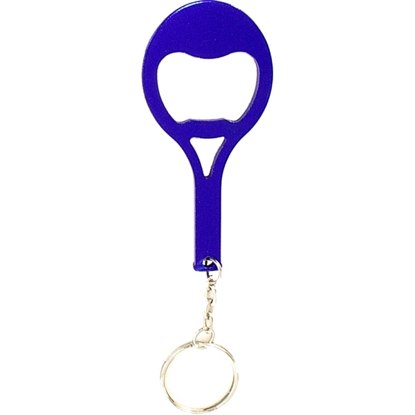 Tennis racket shape bottle opener with key chain and carabiner... from ASI 74585 Nu Promo International / Nu Promo Line
