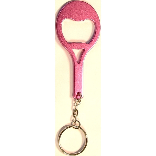 Tennis racket shape bottle opener with key chain and carabiner... from ASI 74585 Nu Promo International / Nu Promo Line